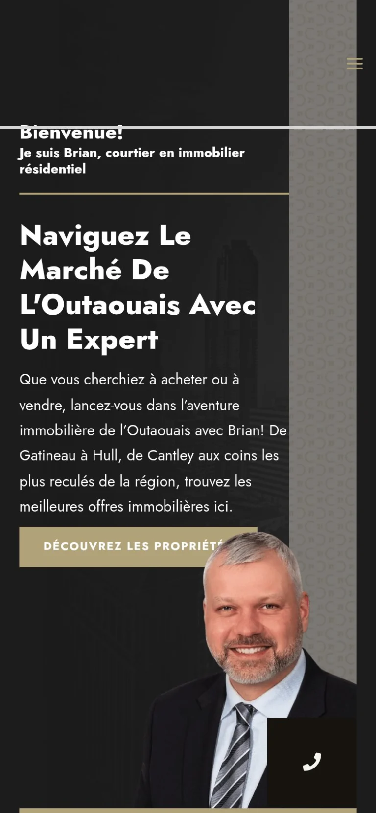 Century 21 Élite · Brian Petitpas website shown on a phone
