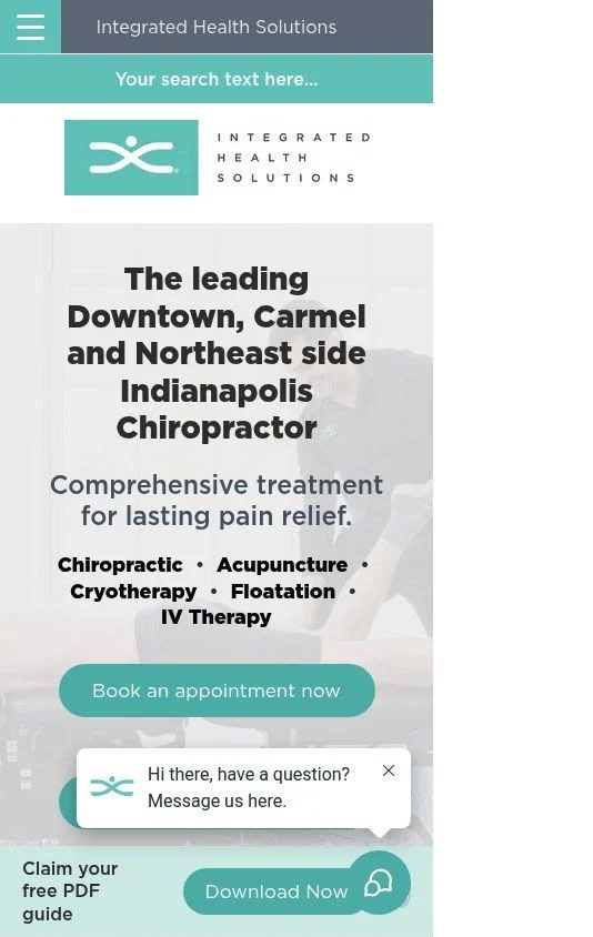 Integrated Health Solutions website shown on a phone