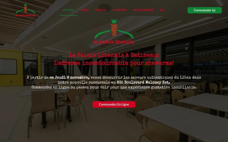 Le Palais Libanais website shown on a laptop
