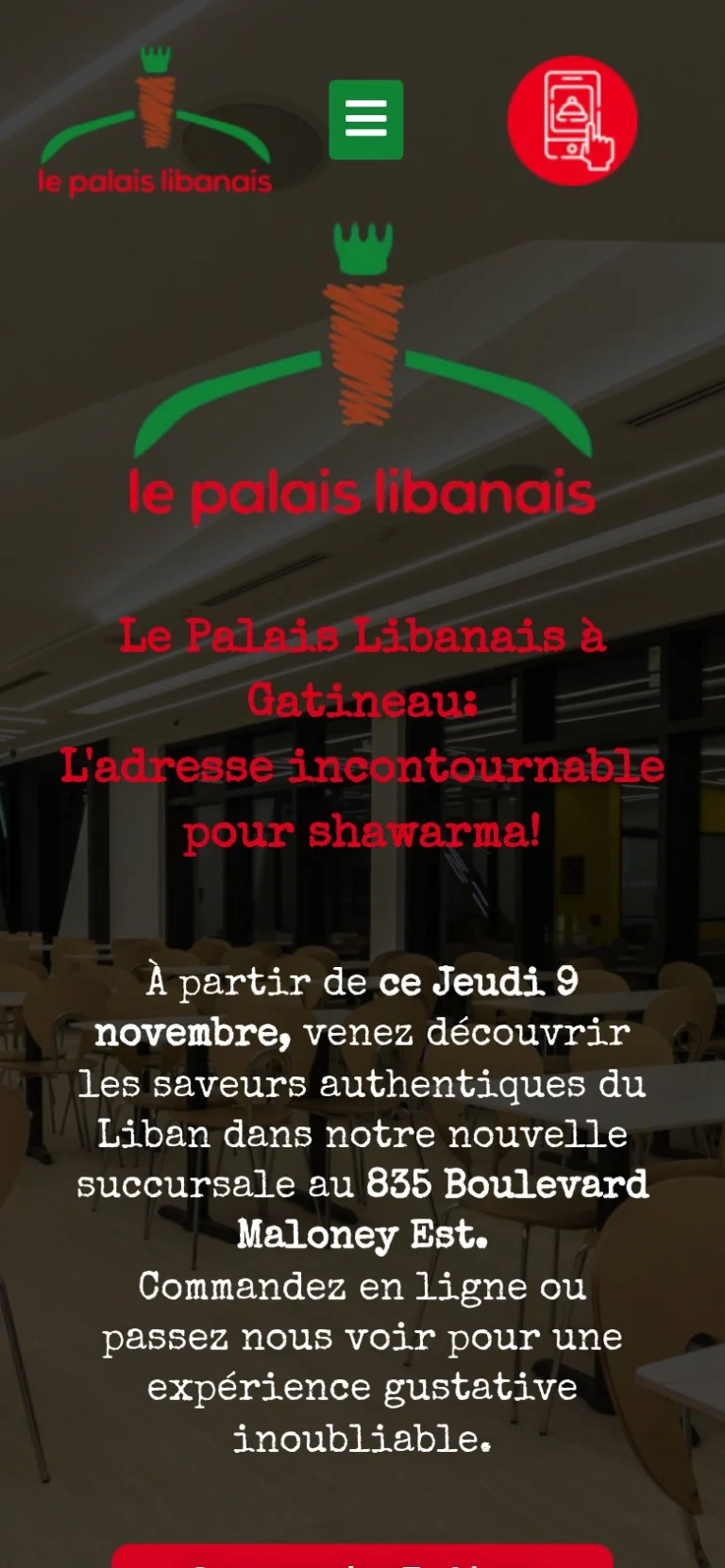 Le Palais Libanais website shown on a phone