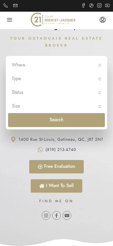 Century 21 · Équipe Roch St-Jacques website shown on a phone